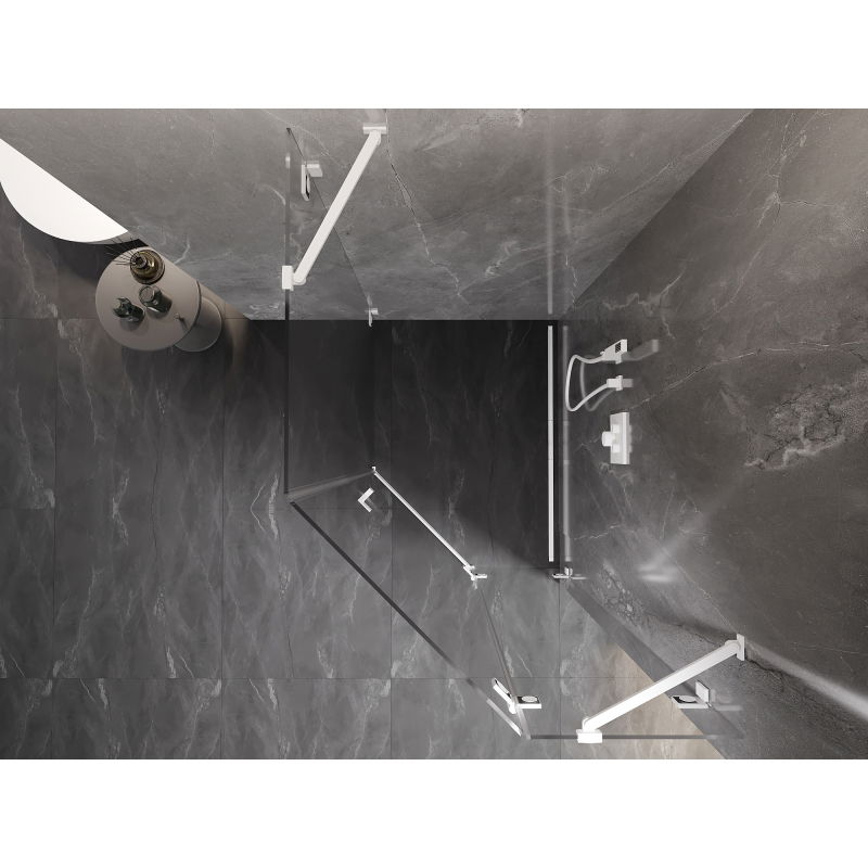 Mexen Lunar cabină de duș pentagonală cu ușă dreaptă 80 x 100 cm, transparentă, albă - 831-080P-100L-20-00-P