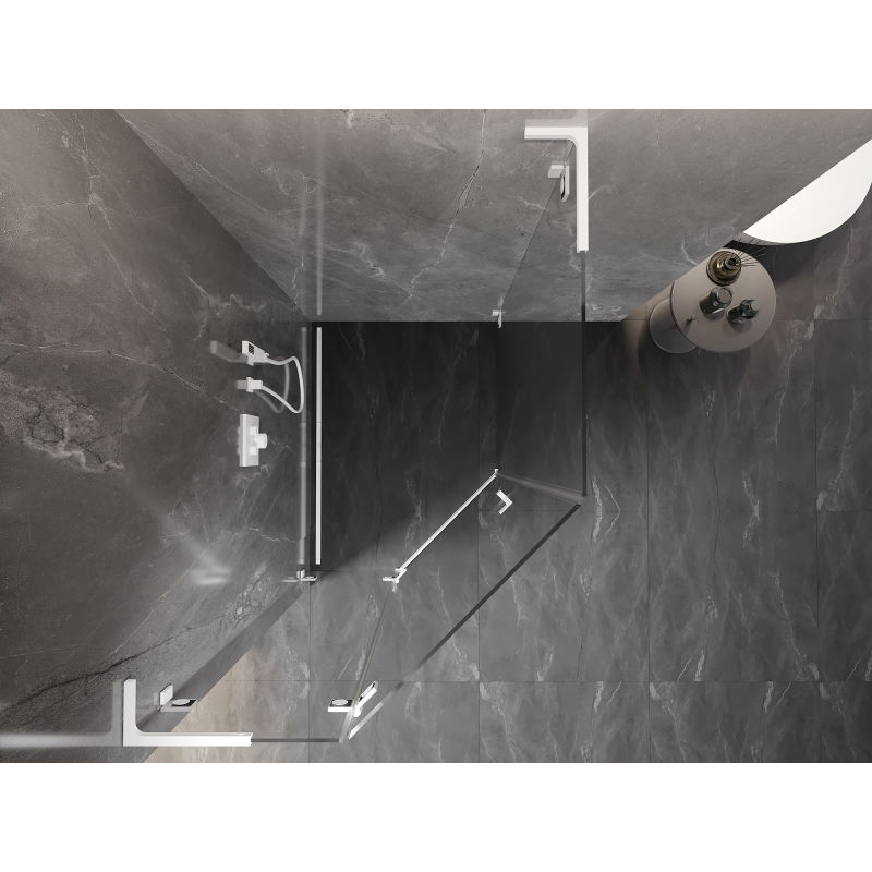 Mexen Lunar L cabina de duș pătrată batantă stânga 80 x 90 cm, transparentă, albă - 831L-080L-090P-20-00-L