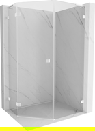 Mexen Lunar L cabină de duș pentagonală cu deschidere stânga 80 x 100 cm, transparent, albă - 831L-080L-100P-20-00-L