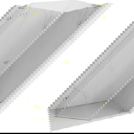 Mexen Lunar L ötszögletű, jobbos nyíló, 80 x 100 cm-es zuhanykabin, átlátszó, arany - 831L-080L-100P-50-00-L