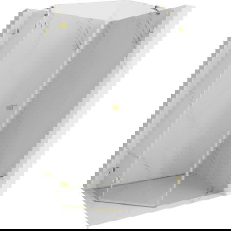 Mexen Lunar cabină de duș pentagonală cu ușă batantă stânga 90 x 100 cm, transparentă, aurie - 831-090L-100P-50-00-L