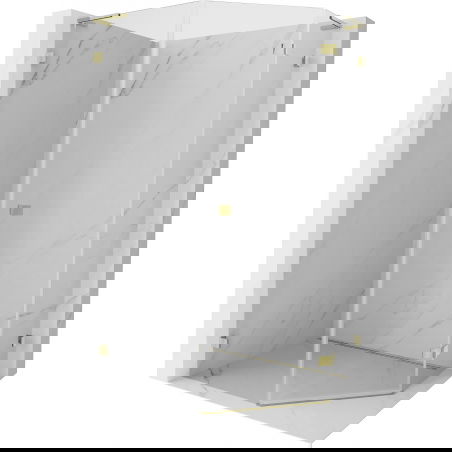 Mexen Lunar L ötszögletű, nyíló, jobb oldali zuhanykabin 80 x 100 cm, átlátszó, arany - 831L-080P-100L-50-00-P