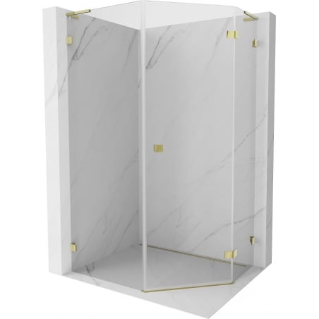Mexen Lunar L cabină de duș pentagonală cu deschidere dreaptă 90 x 100 cm, transparent, auriu - 831L-090P-100L-50-00-P