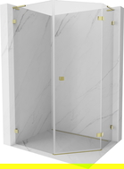 Mexen Lunar L cabină de duș pentagonală cu deschidere dreaptă 90 x 100 cm, transparent, auriu - 831L-090P-100L-50-00-P
