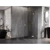 Mexen Lunar L cabină de duș pentagonală cu deschidere dreaptă 90 x 100 cm, transparent, auriu - 831L-090P-100L-50-00-P