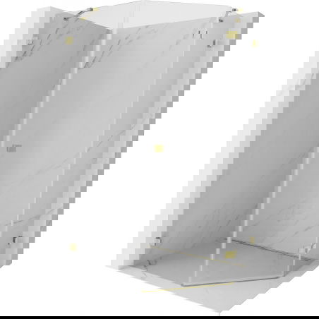 Mexen Lunar cabină de duș pentagonală dreaptă 80 x 100 cm, transparentă, aurie - 831-080P-100L-50-00-P