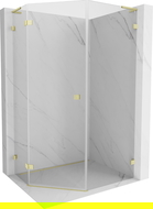 Mexen Lunar L cabină de duș pentagonală rabatabilă stânga 80 x 90 cm, transparentă, auriu periat - 831L-080L-090P-55-00-L