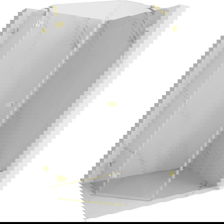 Mexen Lunar cabină de duș pentagonală cu ușă batantă, stânga 80 x 100 cm, transparent, aurie periată - 831-080L-100P-55-00-L