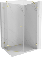 Mexen Lunar cabină de duș pentagonală pivotantă stânga 90 x 100 cm, transparent, aurit periat - 831-090L-100P-55-00-L