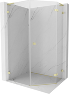 Mexen Lunar L cabină de duș pentagonală cu deschidere dreapta 80 x 100 cm, transparentă, auriu periat - 831L-080P-100L-55-00-P
