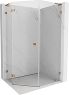 Mexen Lunar L cabina de duș pentagonală cu ușă pivotantă stânga 80 x 90 cm, transparentă, aur roz