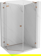 Mexen Lunar L cabină de duș pentagonală batantă stânga 90 x 100 cm, transparent, aur roz - 831L-090L-100P-60-00-L