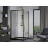 Mexen Apia cabină de duș glisantă 100 x 100 cm, transparentă, aurie + cadă Flat, neagră - 840-100-100-50-00-4070G