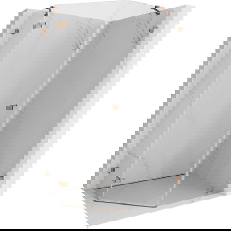 Mexen Lunar cabină de duș pentagonală cu deschidere stânga 90 x 100 cm, transparentă, aur roz - 831-090L-100P-60-00-L