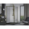 Mexen Apia cabină de duș glisantă 100 x 100 cm, transparentă, aurie + cadă Flat, neagră - 840-100-100-50-00-4070G