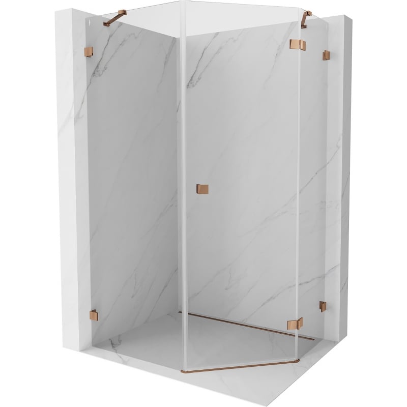 Mexen Lunar cabină de duș pentagonală basculantă dreapta 80 x 90 cm, transparent, aur roz - 831-080P-090L-60-00-P