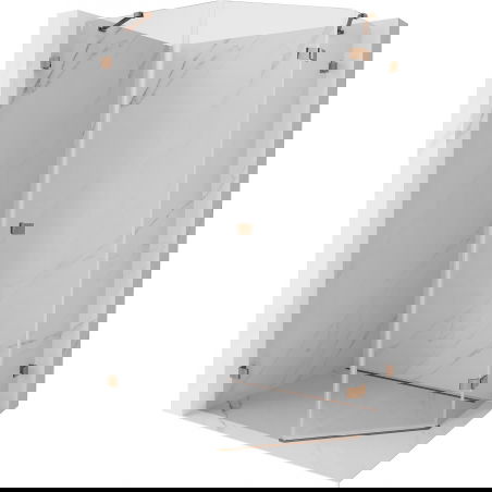 Mexen Lunar ötszögletű jobb oldalra nyíló zuhanykabin 90 x 100 cm, átlátszó, rózsaarany - 831-090P-100L-60-00-P