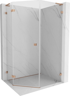 Mexen Lunar L cabină de duș pentagonală cu deschidere pe stânga 80 x 100 cm, transparent, cupru periat - 831L-080L-100P-65-00-L