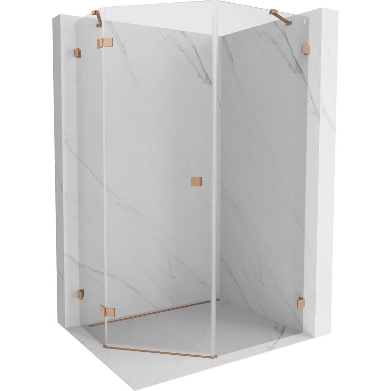 Cabina de duș pentagonală cu deschidere spre stânga Mexen Lunar 80 x 90 cm, transparent, cupru periat - 831-080L-090P-65-00-L