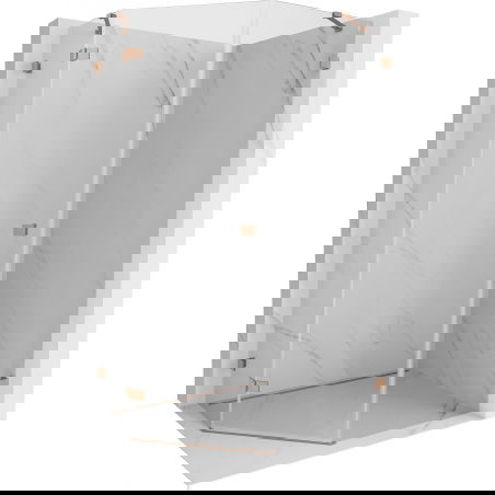 Mexen Lunar cabină de duș pentagonală cu ușă batantă stânga 90 x 100 cm, transparent, cupru periat - 831-090L-100P-65-00-L