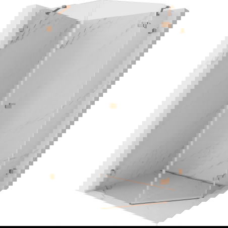 Mexen Lunar cabină de duș pentagonală cu deschidere pe dreapta 80 x 90 cm, transparent, cupru periat - 831-080P-090L-65-00-P