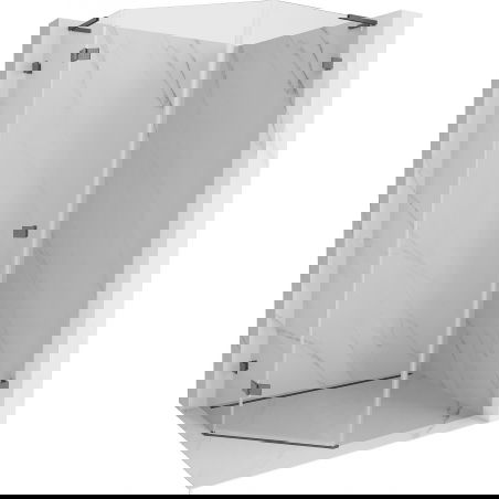 Mexen Lunar L ötszögletű zuhanykabin balra nyíló 80x90 cm, átlátszó, gun gray kefe - 831L-080L-090P-66-00-L