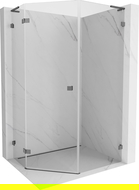Mexen Lunar L ötszögletű zuhanykabin balra nyíló 80x90 cm, átlátszó, gun gray kefe - 831L-080L-090P-66-00-L