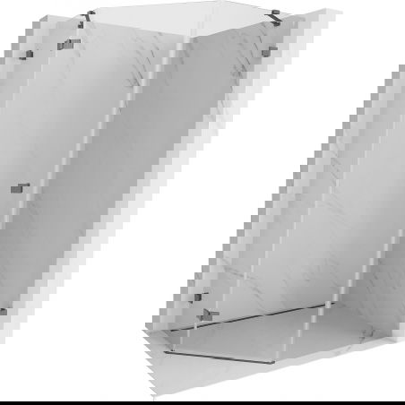 Mexen Lunar cabină de duș pentagonală pivotantă stânga 90 x 100 cm, transparentă, gri armă periat - 831-090L-100P-66-00-L