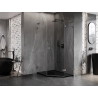 Mexen Lunar L cabina de duș pentagonală batantă dreapta 80x90 cm, transparentă, gri armat periat - 831L-080P-090L-66-00-P