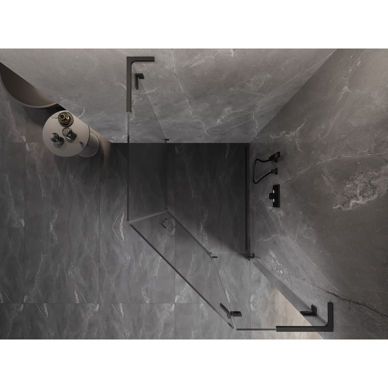 Mexen Lunar L cabina de duș pentagonală rabatabilă dreaptă 80x100 cm transparentă, gun gray periat - 831L-080P-100L-66-00-P