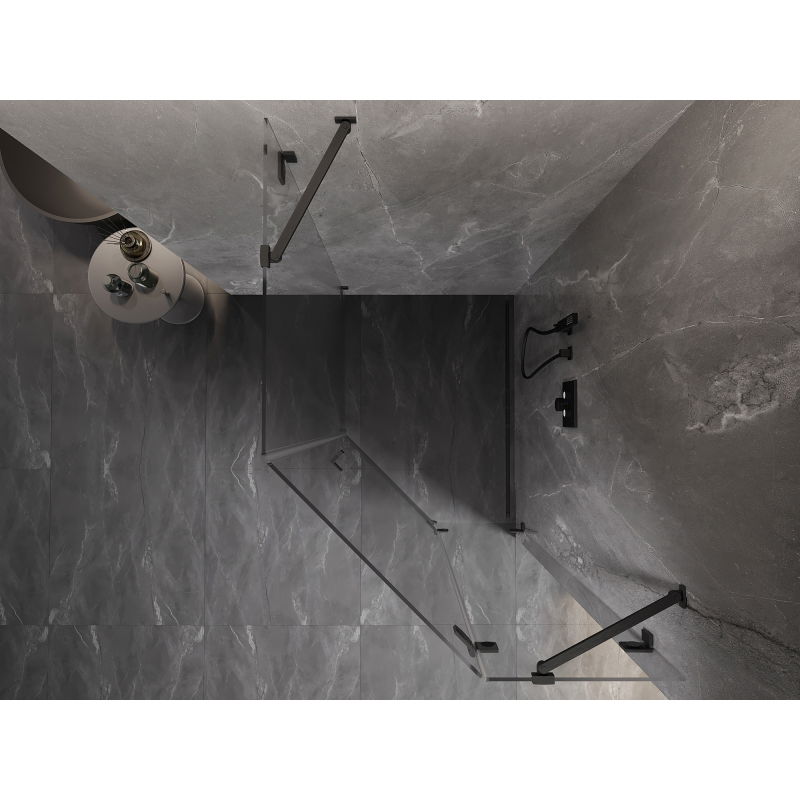 Mexen Lunar cabină de duș pentagonală pivotantă dreapta 80 x 90 cm, transparent, gri armat periat - 831-080P-090L-66-00-P