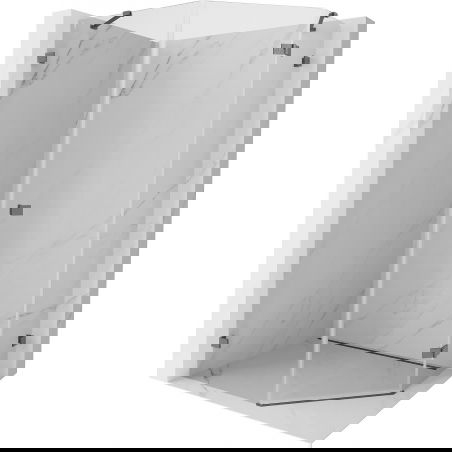 Mexen Lunar cabină de duș pentagonală cu balamale dreapta 90 x 100 cm, transparentă, gri armă periat - 831-090P-100L-66-00-P