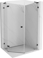 Mexen Lunar L cabină de duș pentagonală cu balamale stânga 80 x 100 cm, transparent, neagră - 831L-080L-100P-70-00-L