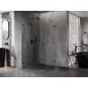 Mexen Lunar cabină de duș pentagonală, ușă batantă stângă 80 x 100 cm, transparent, negru - 831-080L-100P-70-00-L