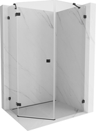 Mexen Lunar cabină de duș pentagonală cu deschidere pe stânga 90 x 100 cm, transparentă, neagră - 831-090L-100P-70-00-L