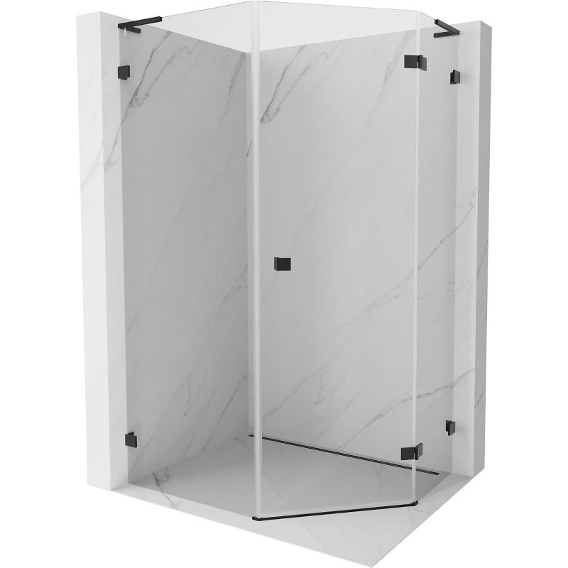 Mexen Lunar L ötszögletű zuhanykabin, jobbra nyíló 90 x 100 cm, átlátszó, fekete - 831L-090P-100L-70-00-P