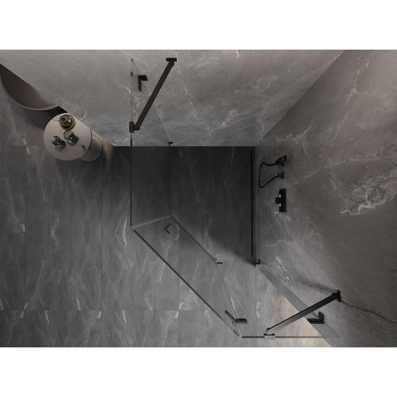 Mexen Lunar cabină de duș pentagonală batantă dreapta 80 x 100 cm, transparent, negru - 831-080P-100L-70-00-P