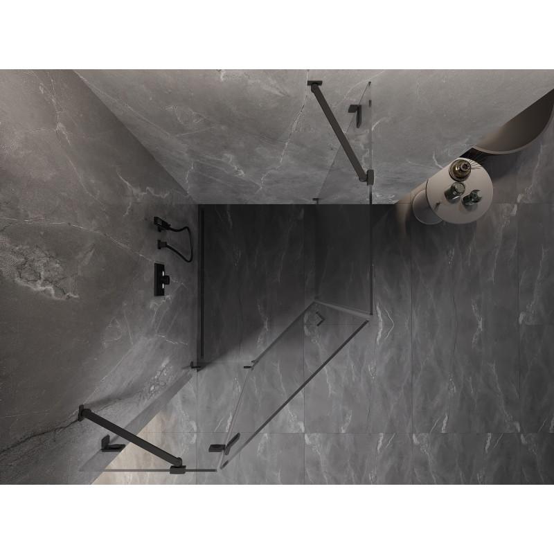 Mexen Lunar cabină de duș pentagonală cu deschidere pe stânga 80 x 90 cm, transparentă, metal armat - 831-080L-090P-95-00-L
