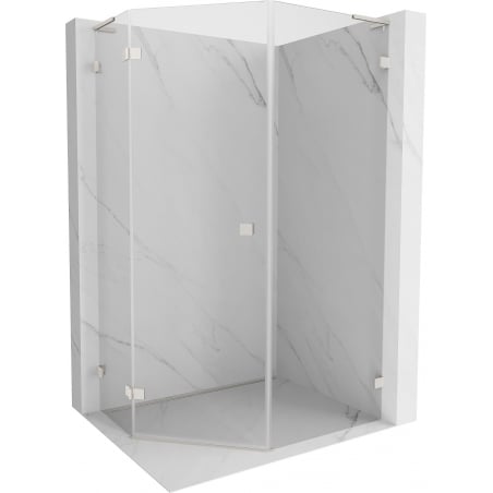 Cabină de duș pentagonală basculantă stânga Mexen Lunar L 80 x 90 cm, transparent, nichel periat - 831L-080L-090P-97-00-L