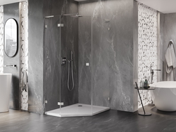 Mexen Lunar L cabină de duș pentagonală rabatabilă stânga 80 x 90 cm, transparent, nichel periat - 831L-080L-090P-97-00-L