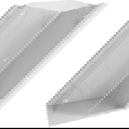 Mexen Lunar L cabină de duș pentagonală cu deschidere pe stânga 80 x 100 cm, transparent, nichel periat - 831L-080L-100P-97-00-L