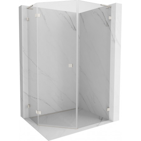 Mexen Lunar L cabina de duș pentagonală pivotantă stânga 80 x 100 cm, transparentă, nichel periat - 831L-080L-100P-97-00-L