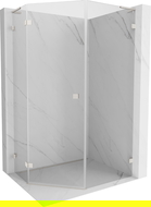 Mexen Lunar L cabină de duș pentagonală cu deschidere pe stânga 80 x 100 cm, transparent, nichel periat - 831L-080L-100P-97-00-L