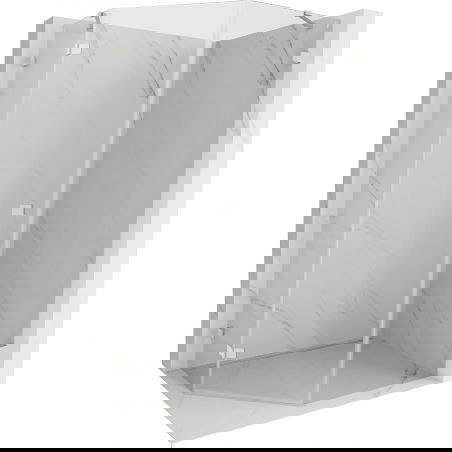 Mexen Lunar cabină de duș pentagonală rabatabilă stânga 80 x 90 cm, transparent, nichel periat - 831-080L-090P-97-00-L