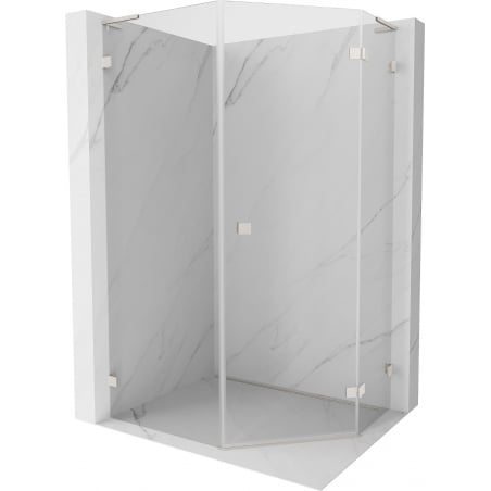 Mexen Lunar L cabină de duș pentagonală cu uși batante dreapta 80x100 cm, transparent, nichel periat - 831L-080P-100L-97-00-P