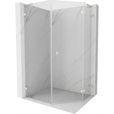Mexen Lunar L cabina de duș pentagonală, deschidere dreaptă, 80x100 cm, transparent, nichel periat - 831L-080P-100L-97-00-P