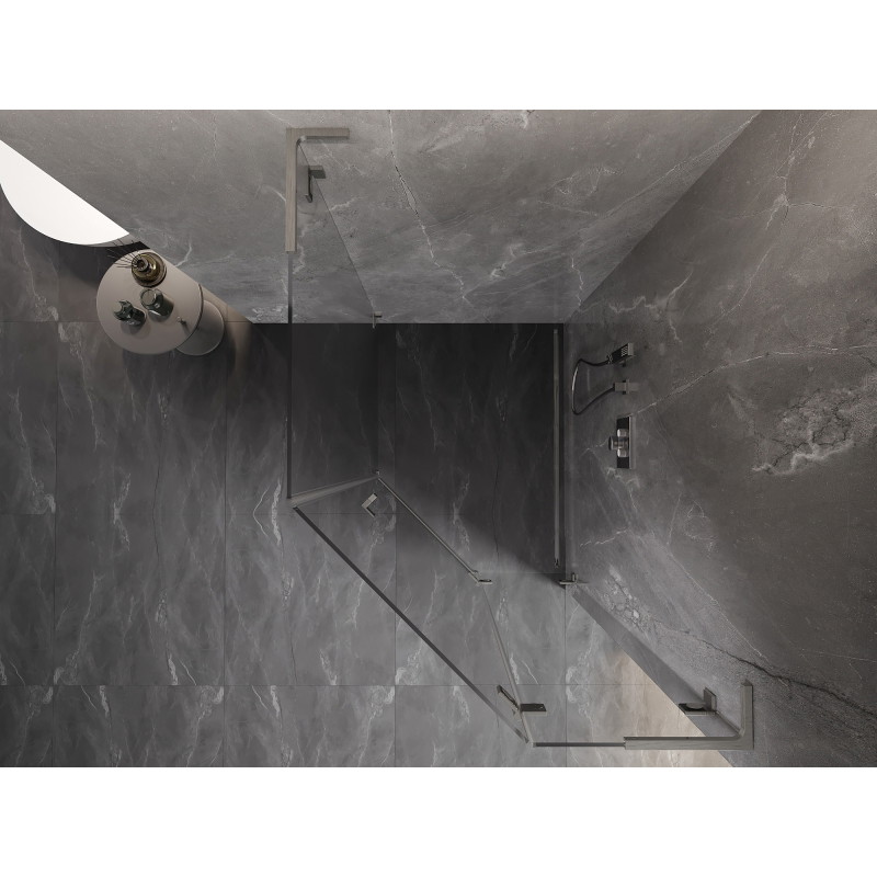 Mexen Lunar L cabina de duș pentagonală, deschidere dreaptă, 80x100 cm, transparent, nichel periat - 831L-080P-100L-97-00-P