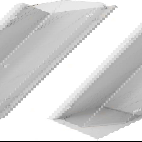 Mexen Lunar L cabină de duș pentagonală cu balamale dreapta 90x100 cm, transparent, nichel periat - 831L-090P-100L-97-00-P