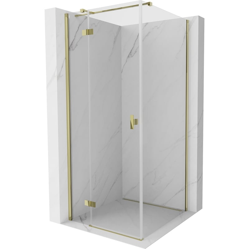 Mexen Mist H T cabină de duș rabatabilă stânga 70 x 70 cm, transparent, auriu - 8A5T-070-070-50-00-L