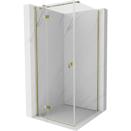 Mexen Mist H T cabină de duș rabatabilă stânga 70 x 70 cm, transparent, auriu - 8A5T-070-070-50-00-L